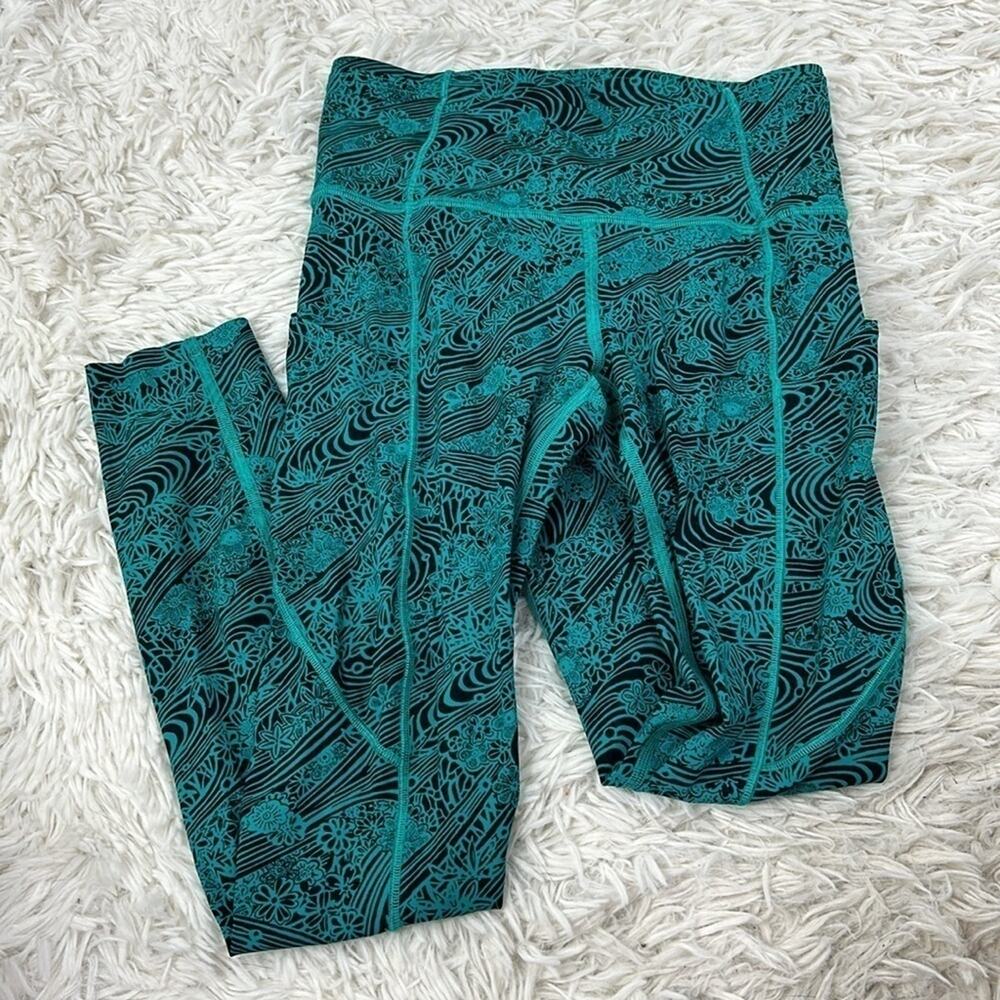 Lululemon Fast & Free 7/8 Tight II *Nulux 25" Kitakami Viridian Green Black